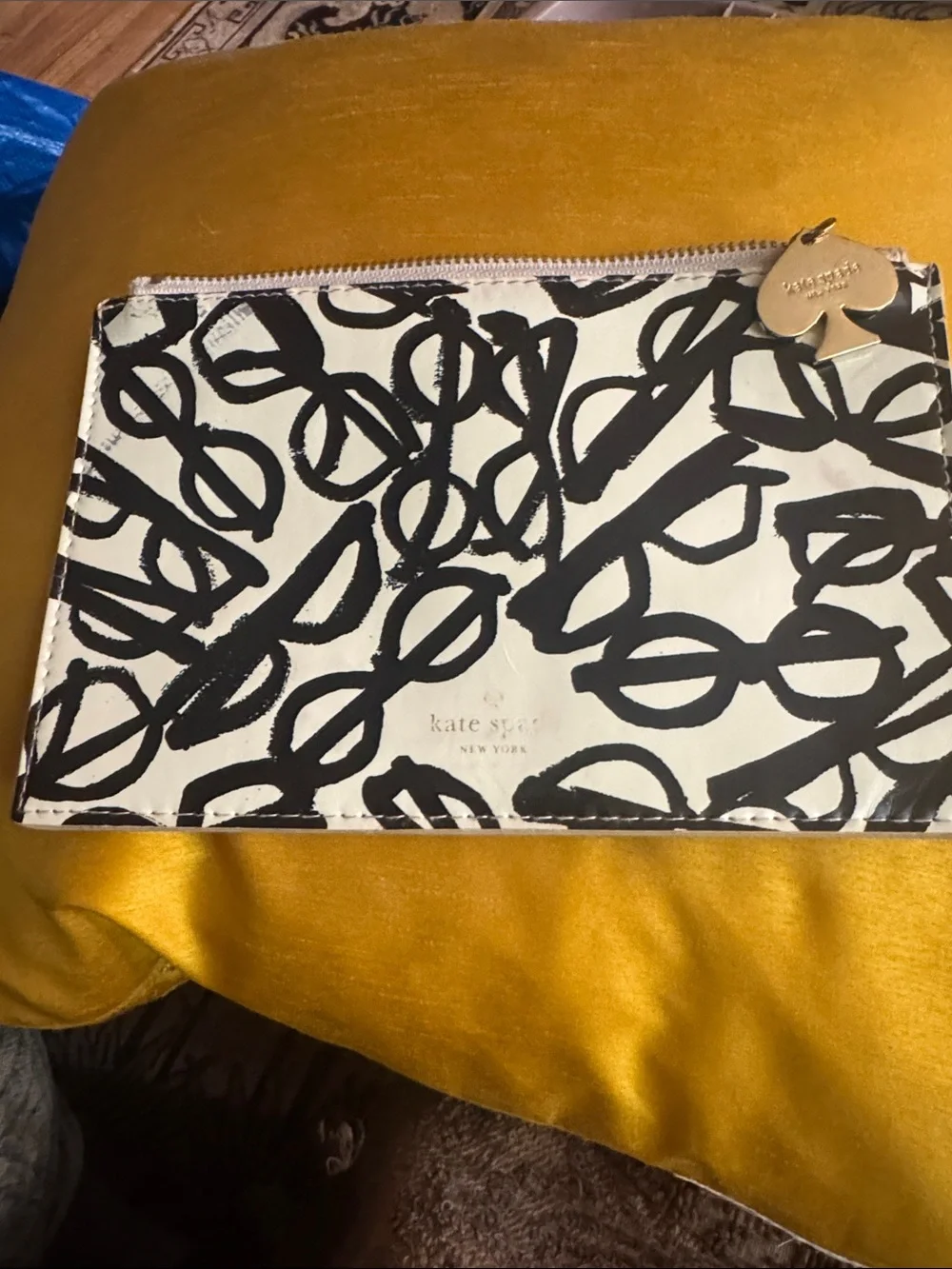 kate spade Black & White Scribble Zip Pouch